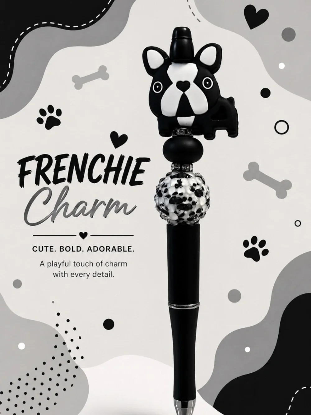 Frenchie Charm Beaded Pen